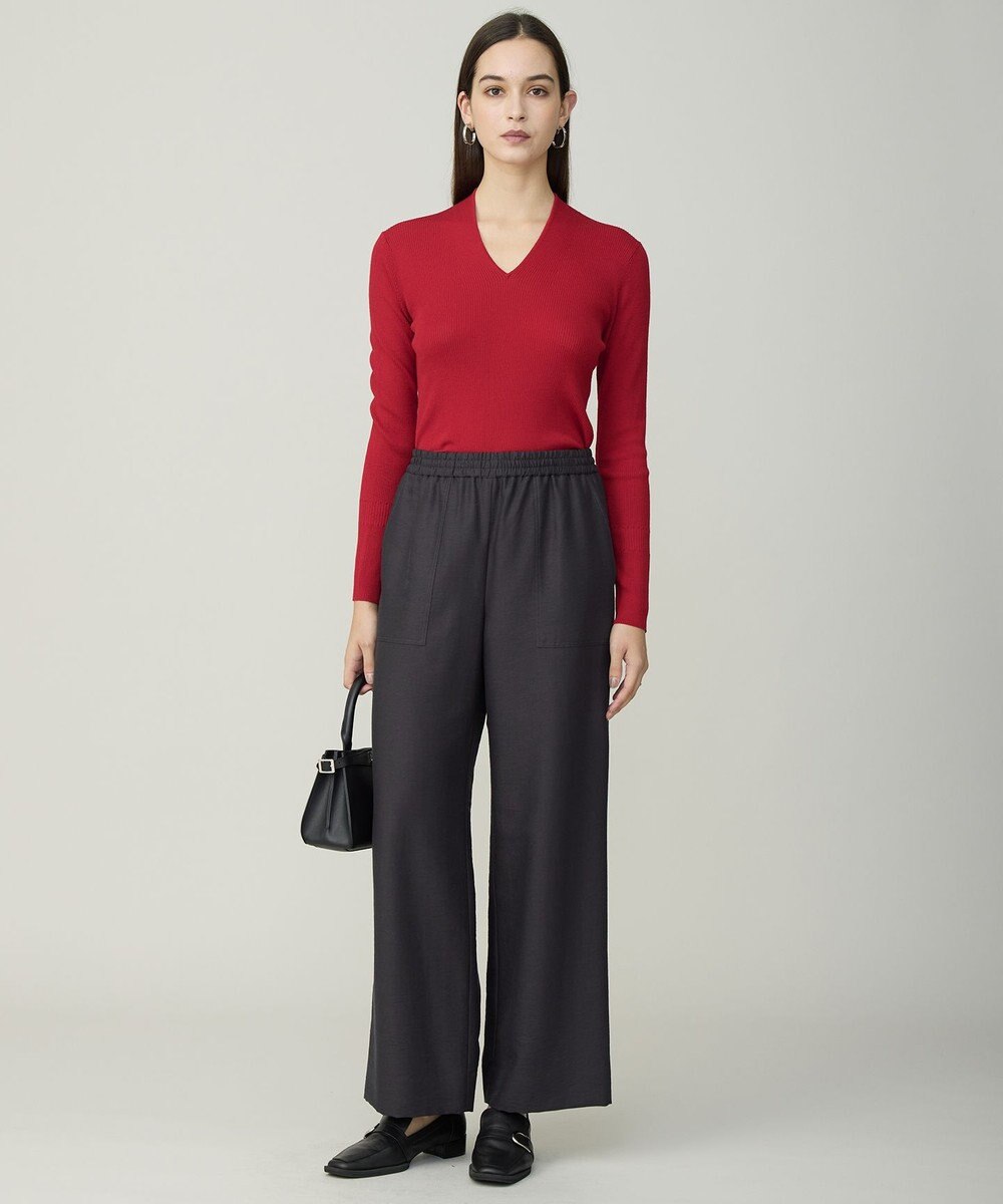 ICB 【新色追加】 エクストラファインメリノリブ Vネックプルオーバー 