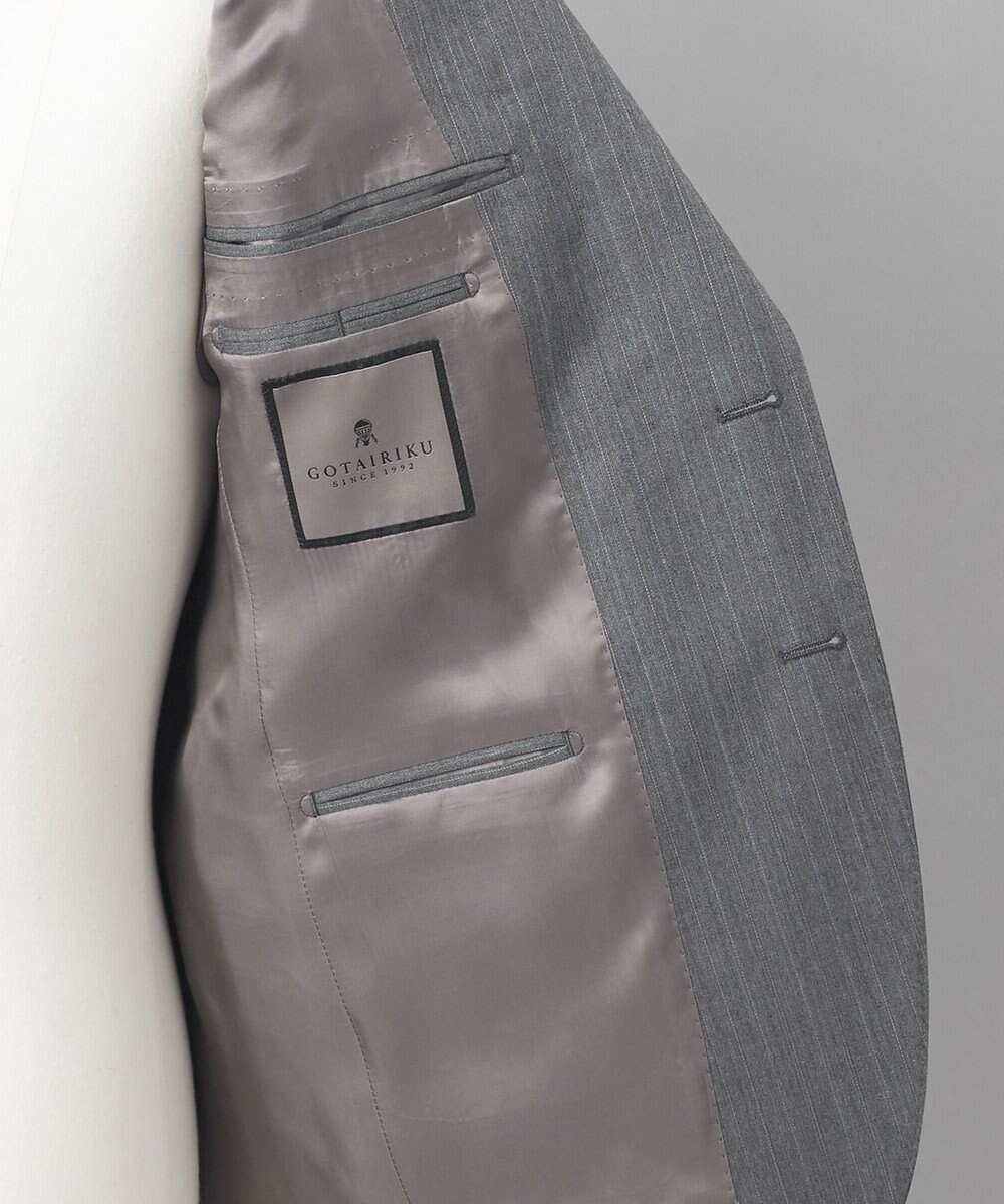 GOTAIRIKU 【御幸毛織】ドライスピナーツイルストレッチスーツ_グレーストライプ 