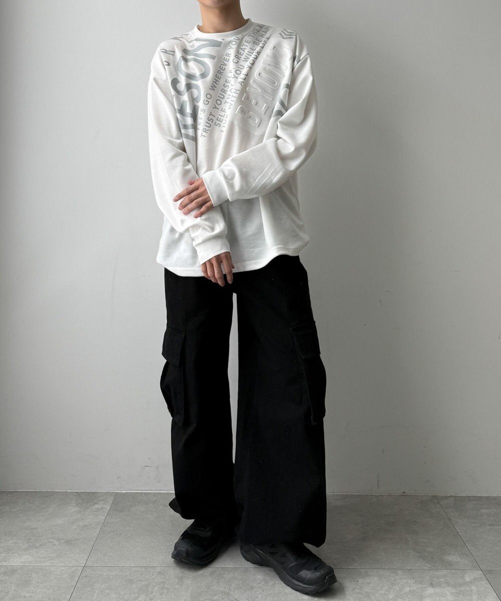 WEGO エンボスグラフィックT(LS) 