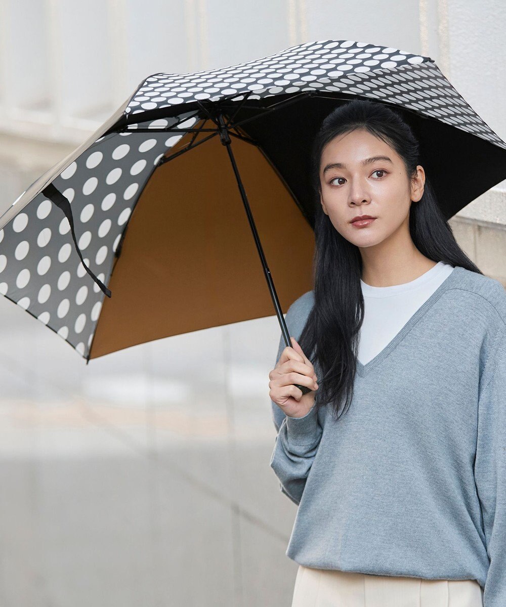 +RING UNISEX プラスリング 簡単開閉式折傘55cm BLK/BGE T1378 