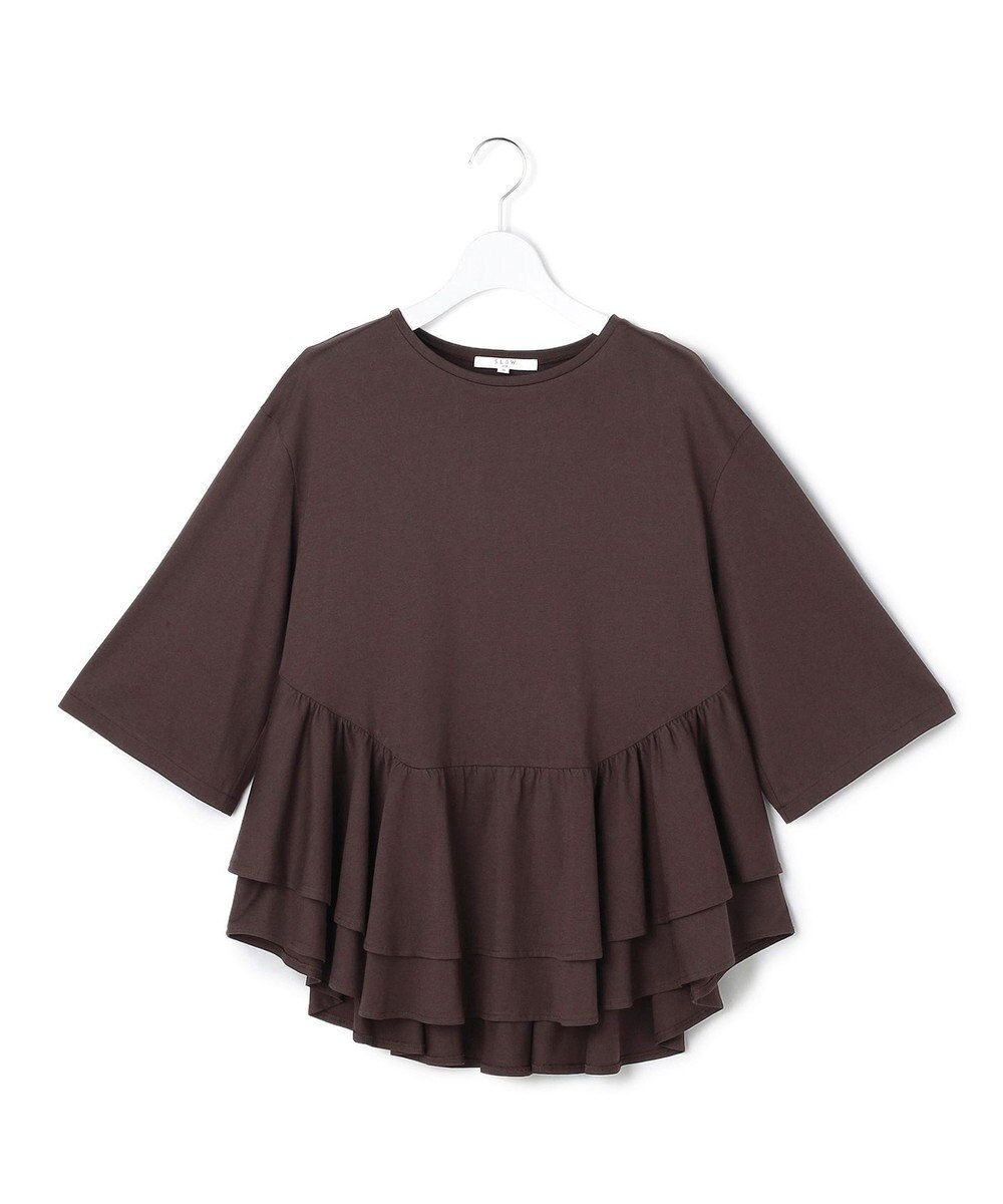 23区 【SLOW/一部店舗限定】ペプラムデザイン Tシャツ 