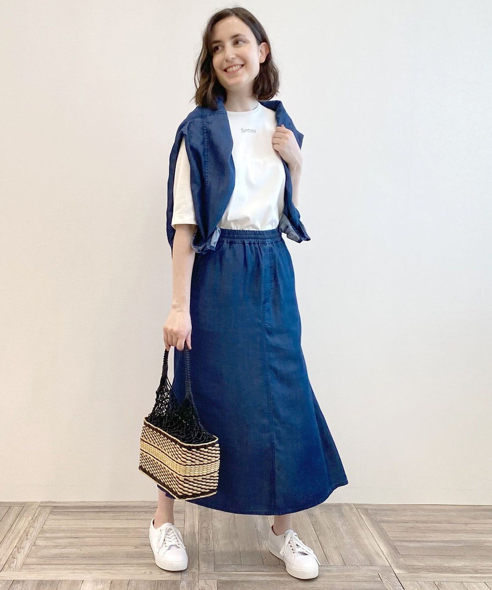 自由区 L 【セット可/洗える】テンセルデニム ロングスカート 