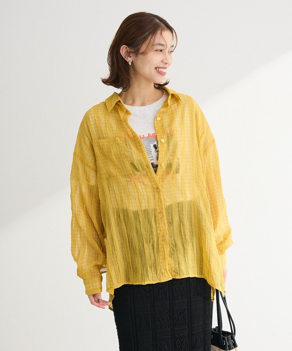 Green Parks シアーワッシャーロングスリーブシャツ 