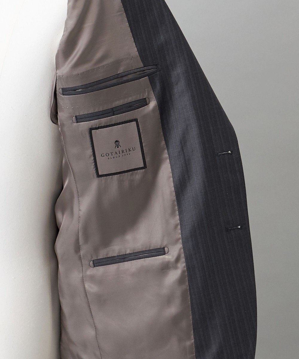 GOTAIRIKU シワになりにくい【御幸毛織/みゆきけおり】Superio160 スーツ_グレーストライプ 