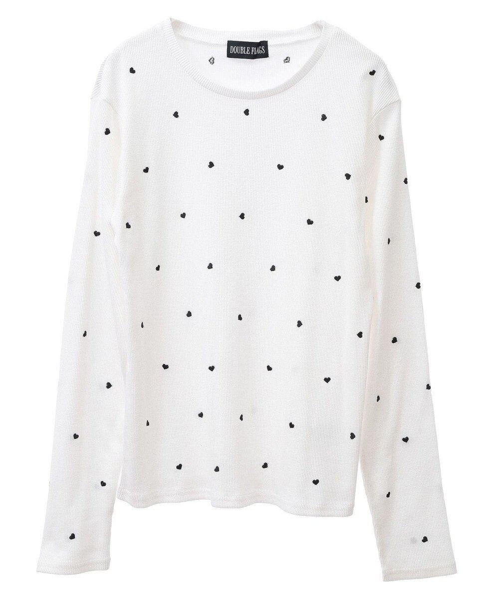 Green Parks ・ＤＯＵＢＬＥ　ＦＬＡＧＳ　ハート刺繍リブロンＴＥＥ 