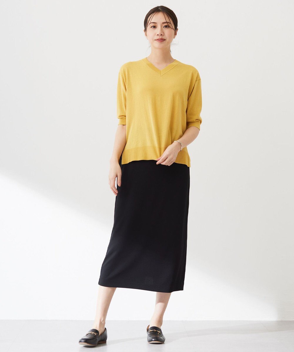 J.PRESS LADIES L 【洗える】COTTON LINEN Vネック ニット 