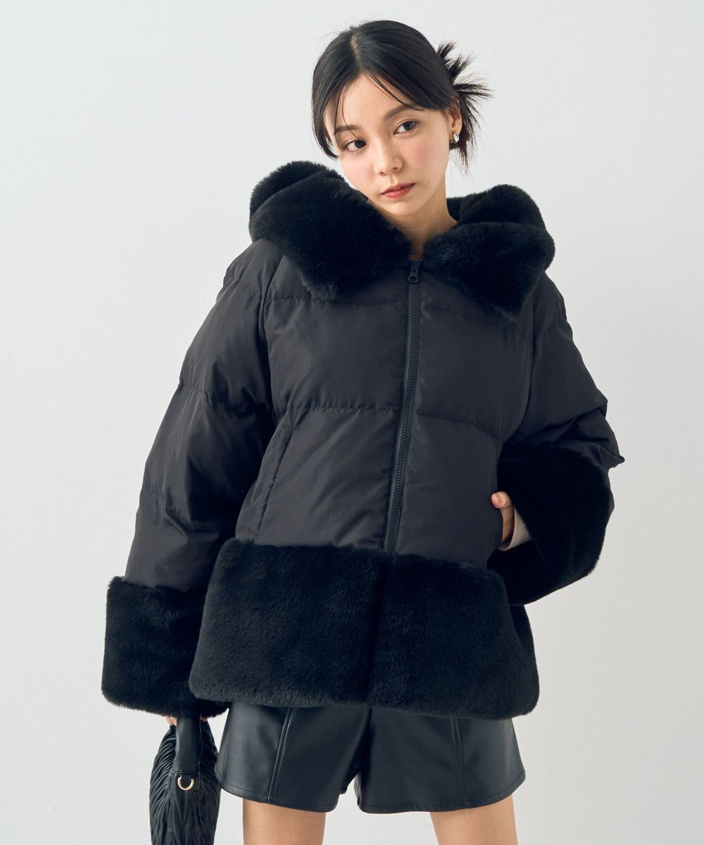 earth music&ecology フードファー中綿ショートコート 