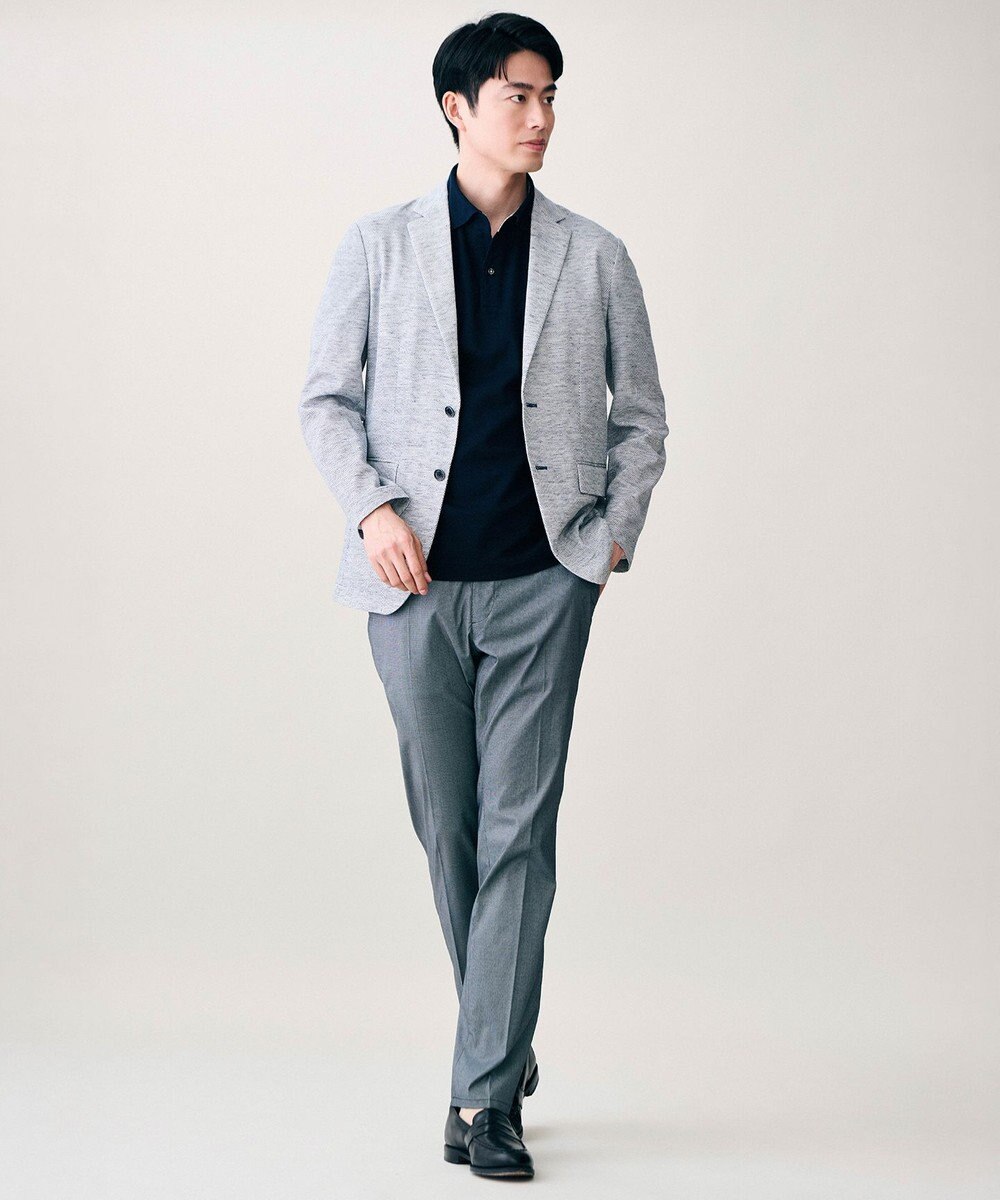 JOSEPH ABBOUD 【ウエストも伸びる夏パンツ!/ストレッチ/軽量/Eco撥水/オーガニックコットン使用】マイクロピケストレッチ パンツ 