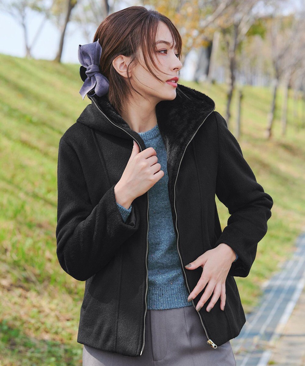 Tiaclasse L 【ウール混】パフスリーブファンシーヤーンニットトップス 