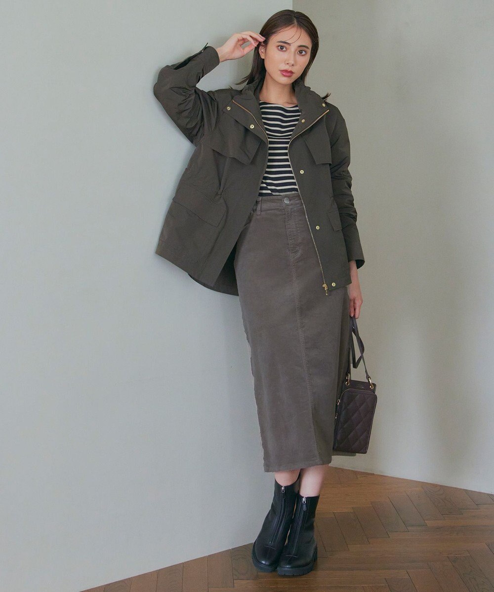 23区 【洗える】23区DENIM ベルベットストレッチ Aライン スカート 