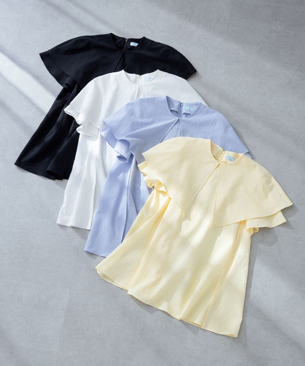 組曲 L サッカーストレッチ 襟付きブラウス 