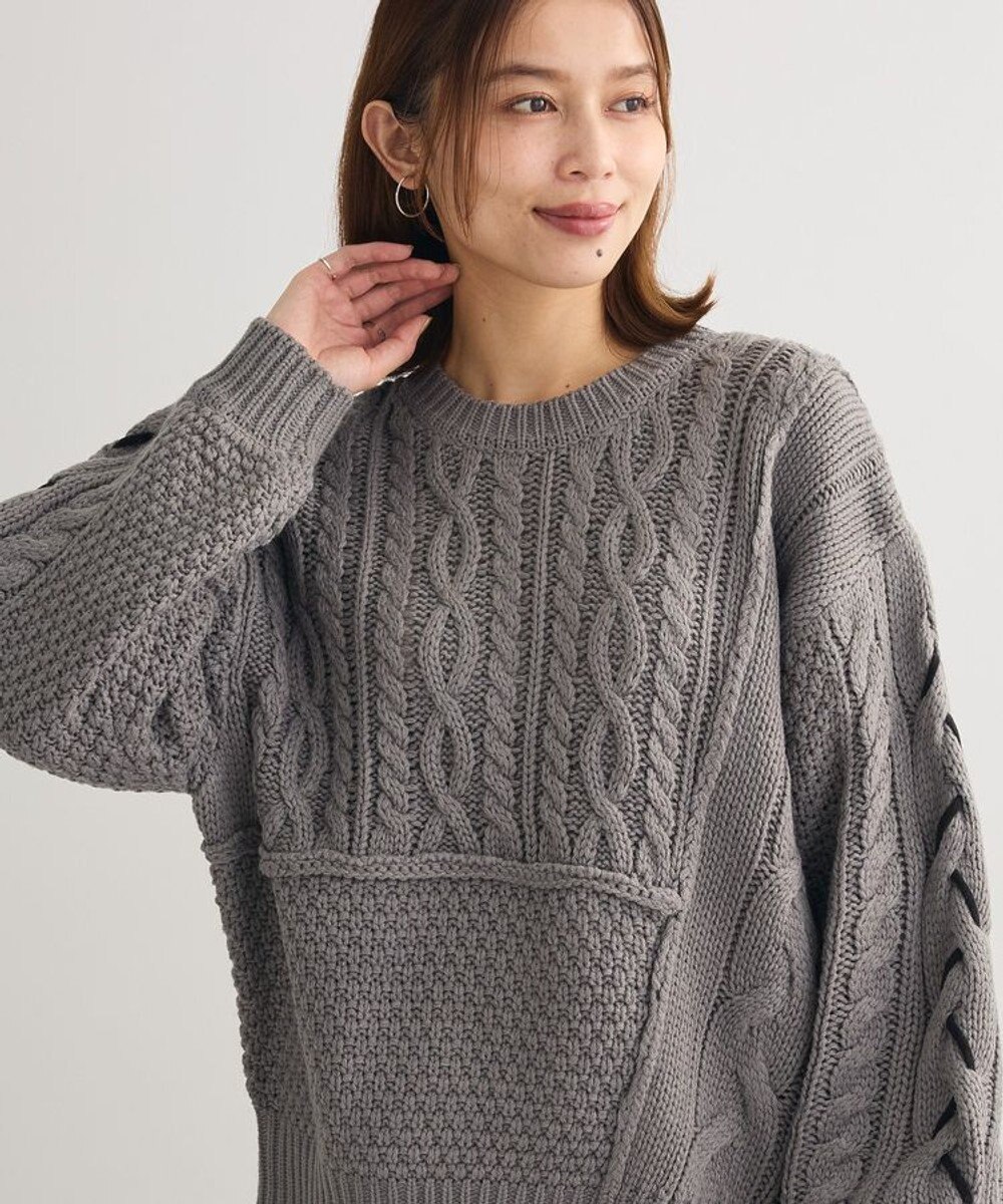 Green Parks 変形ケーブルニットプルオーバー 