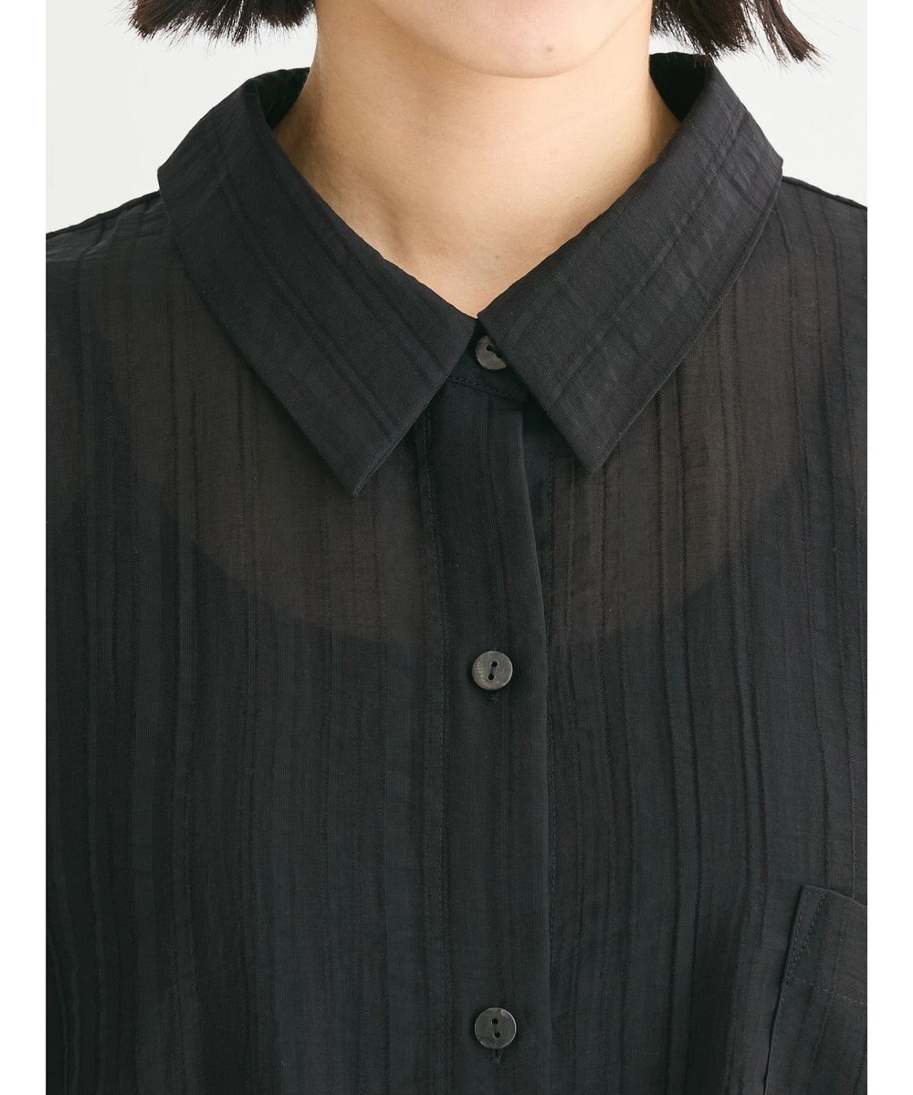 Green Parks シアーストライプショート丈シャツ 