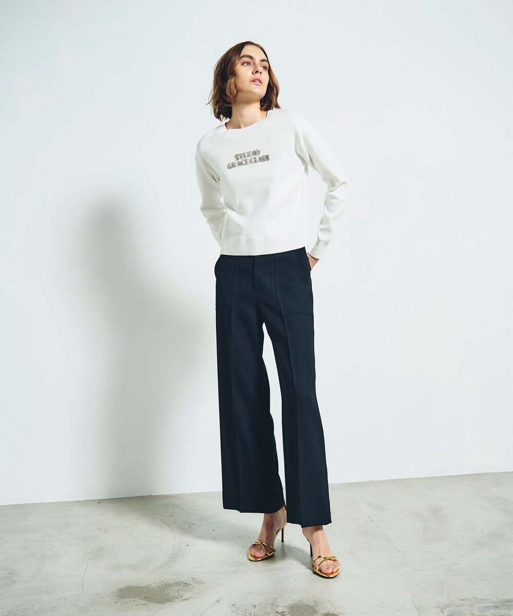 GRACE CONTINENTAL ロゴビジューニットトップ 