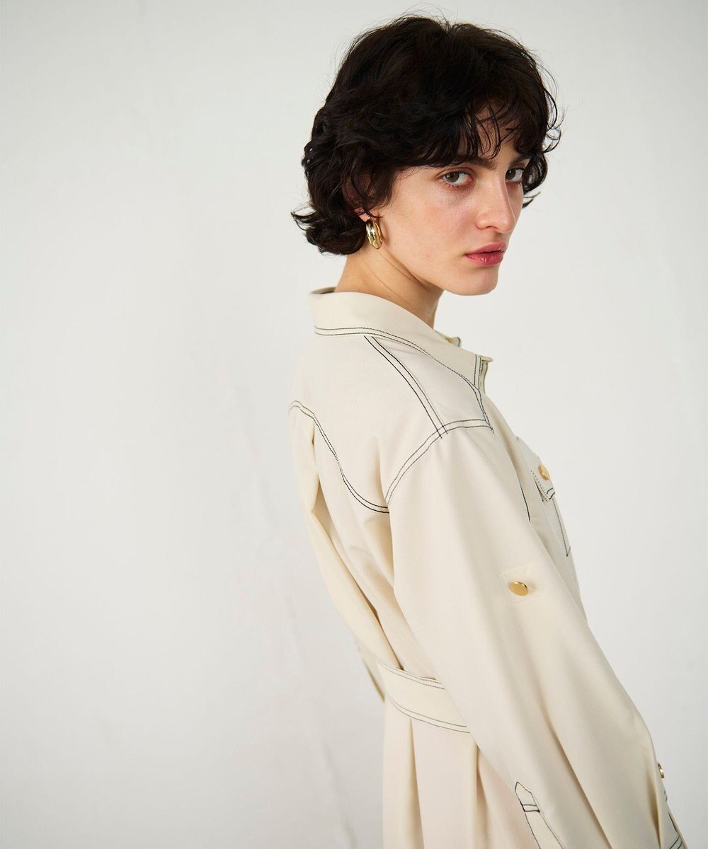 GRACE CONTINENTAL 配色ステッチワークシャツワンピース 