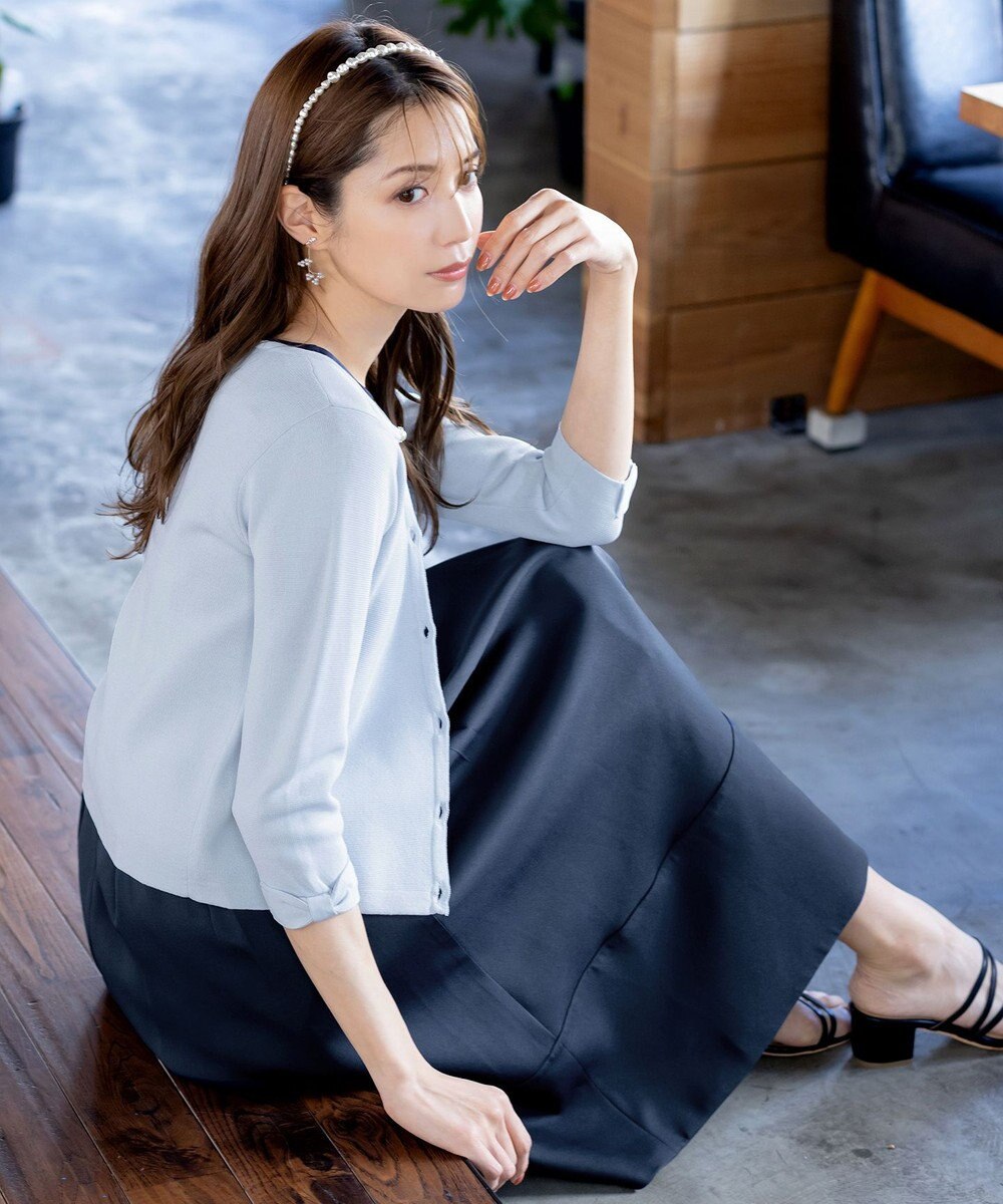 Tiaclasse L 【洗える】ミラノリブ編みが大人上品なリボンニットカーディガン 