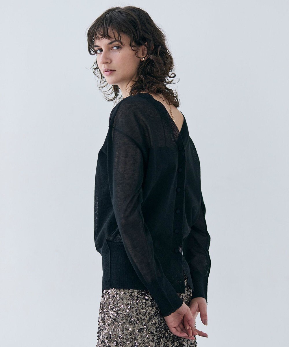 BEIGE， 【洗える・Oggi 7月号掲載】LUPINUS / 前後2WAYシアーニットカーディガン 