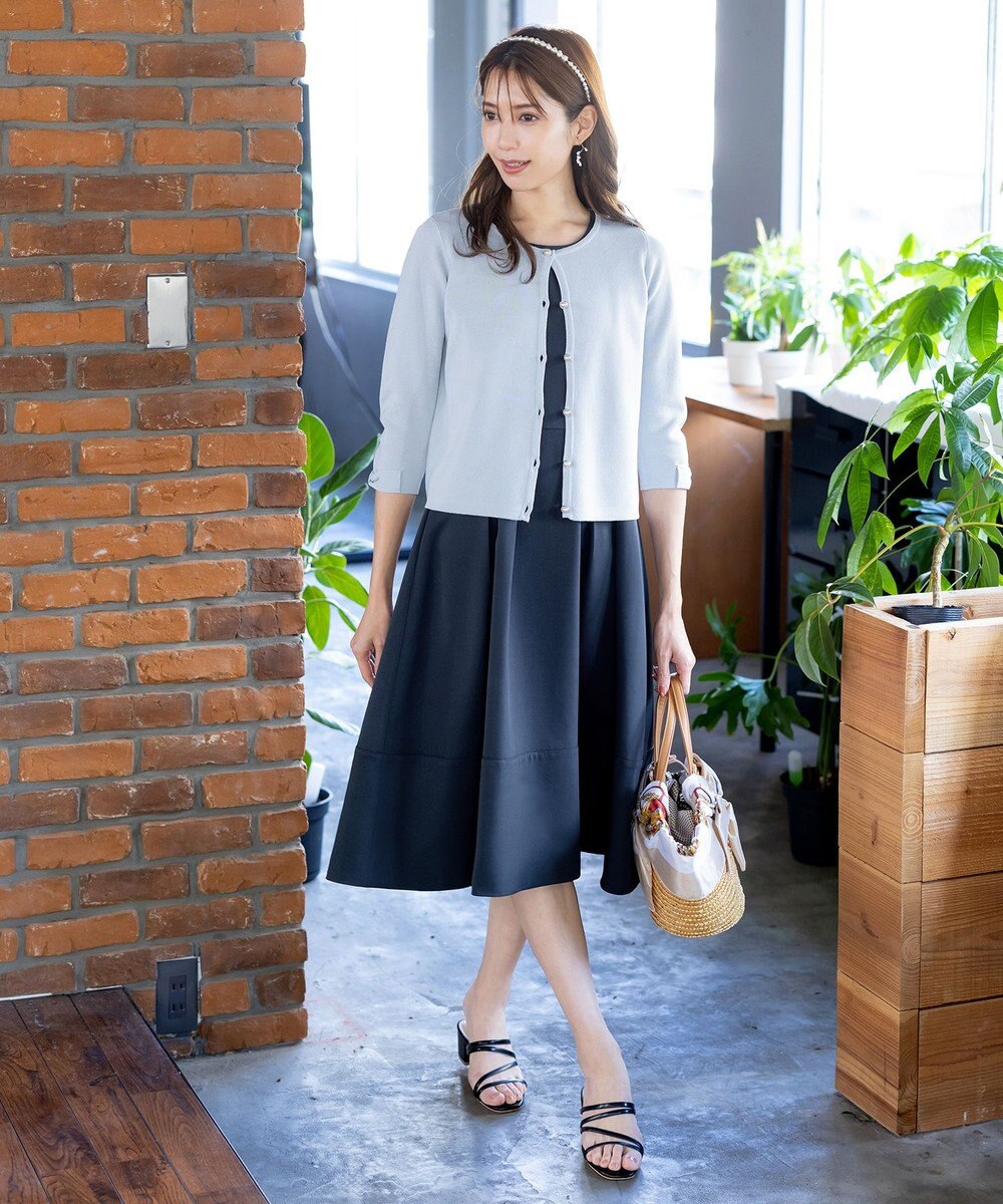 Tiaclasse L 【洗える】ミラノリブ編みが大人上品なリボンニットカーディガン 