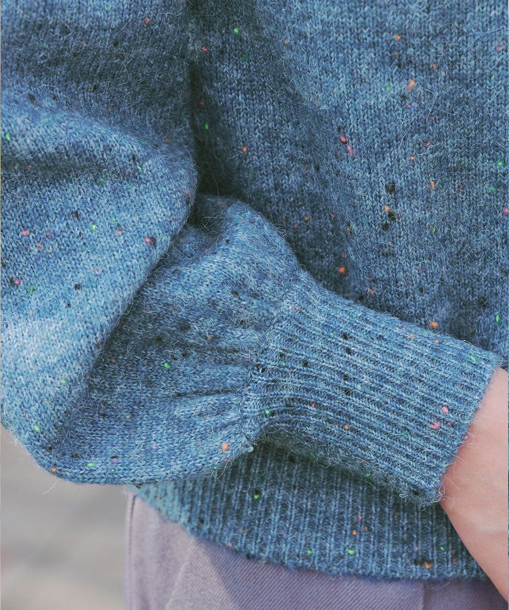 Tiaclasse L 【ウール混】パフスリーブファンシーヤーンニットトップス 