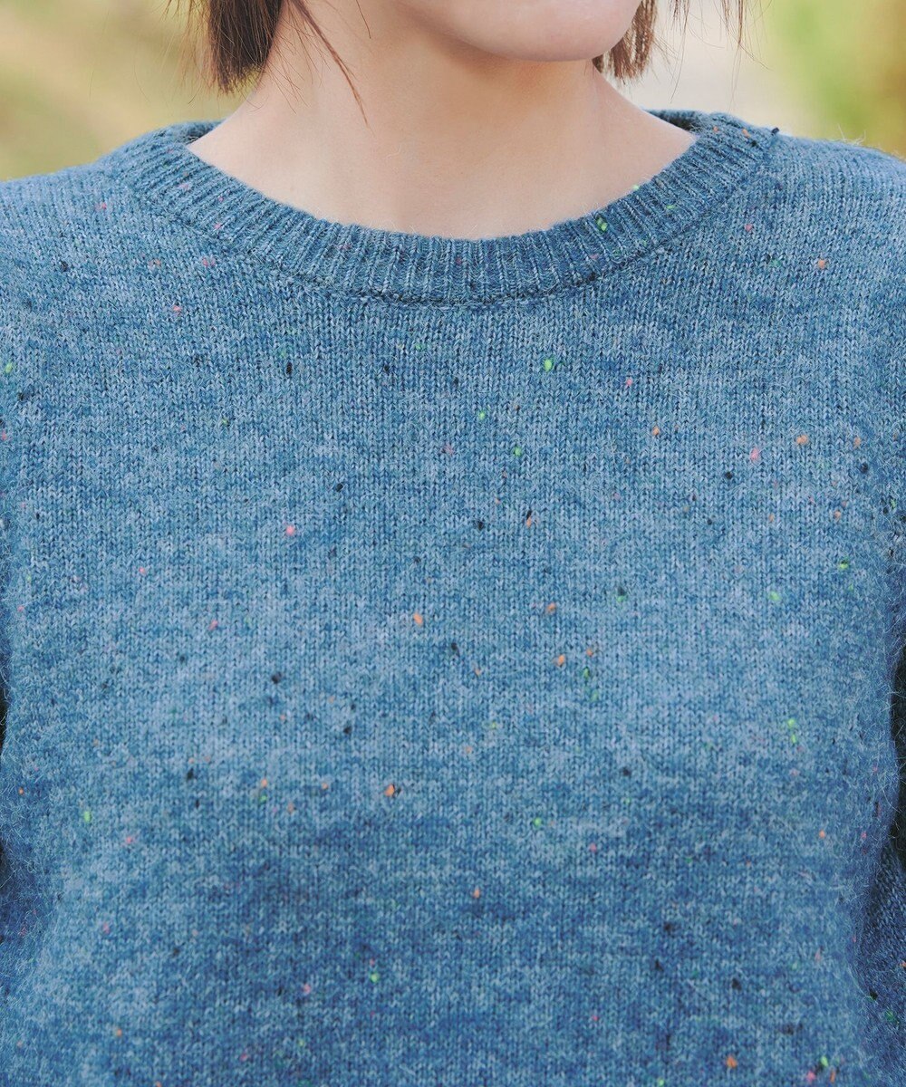 Tiaclasse L 【ウール混】パフスリーブファンシーヤーンニットトップス 