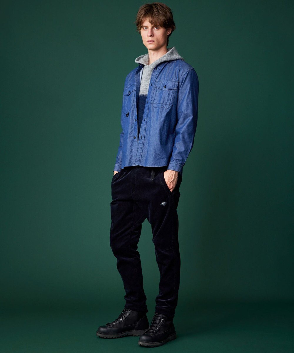 JOSEPH ABBOUD MOUNTAIN 【イタリア糸使用/軽量】パネルボーダー ニットパーカー 