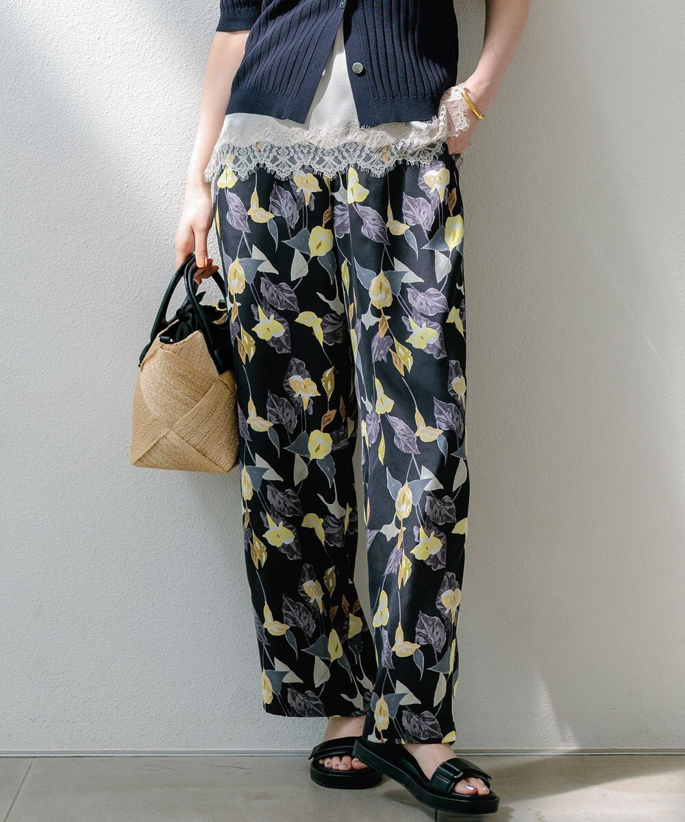 23区 カラーリリープリント ワイド パンツ 