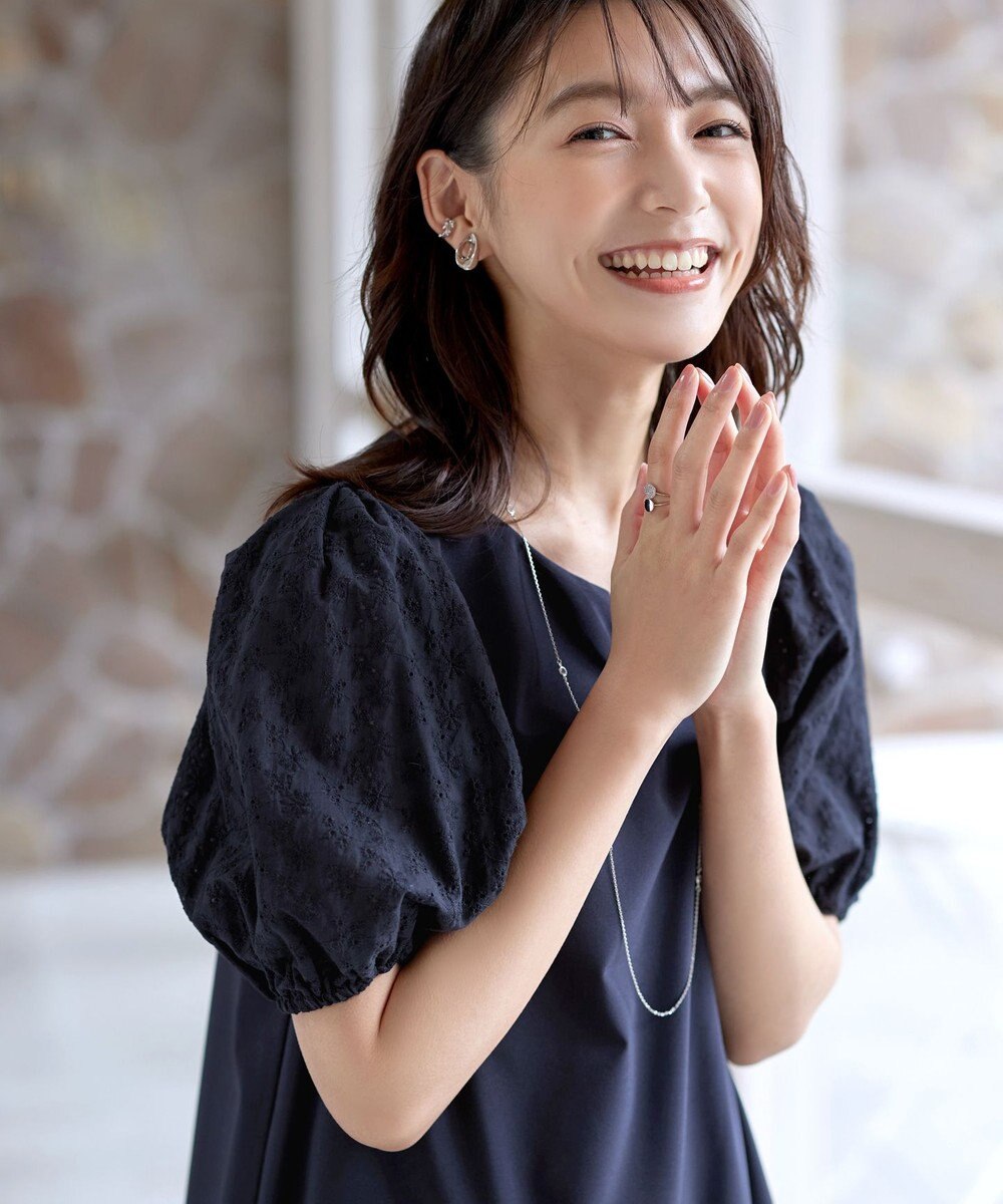 Tiaclasse 【2TYPE/総レース・袖レース】パンチングレースパフスリーブチュニックブラウス 