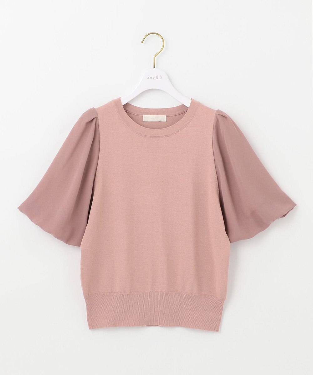 ANY SIS 【洗える】バルーンスリーブ ニットＴシャツ 