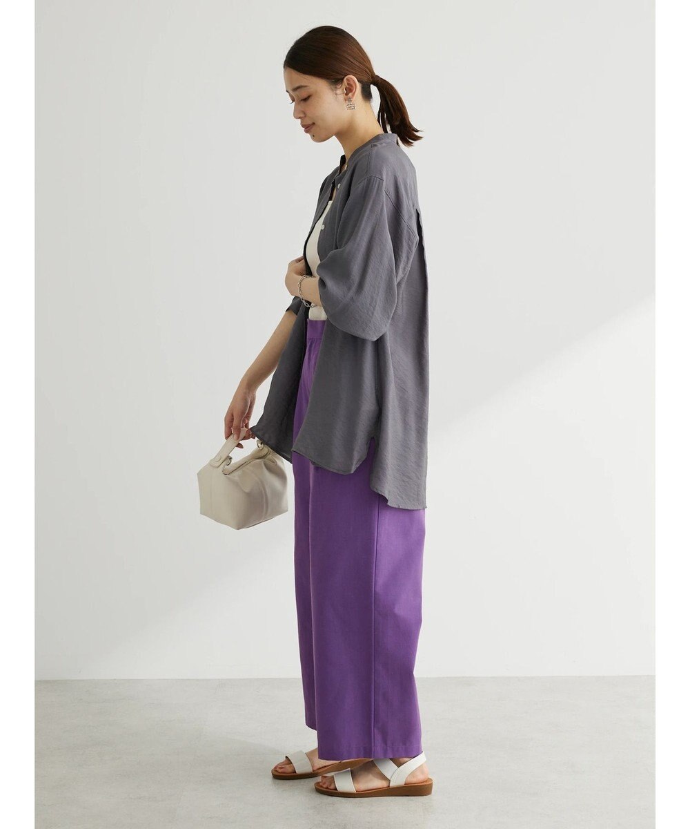 Green Parks 綿麻混タックストレートワイドパンツ 