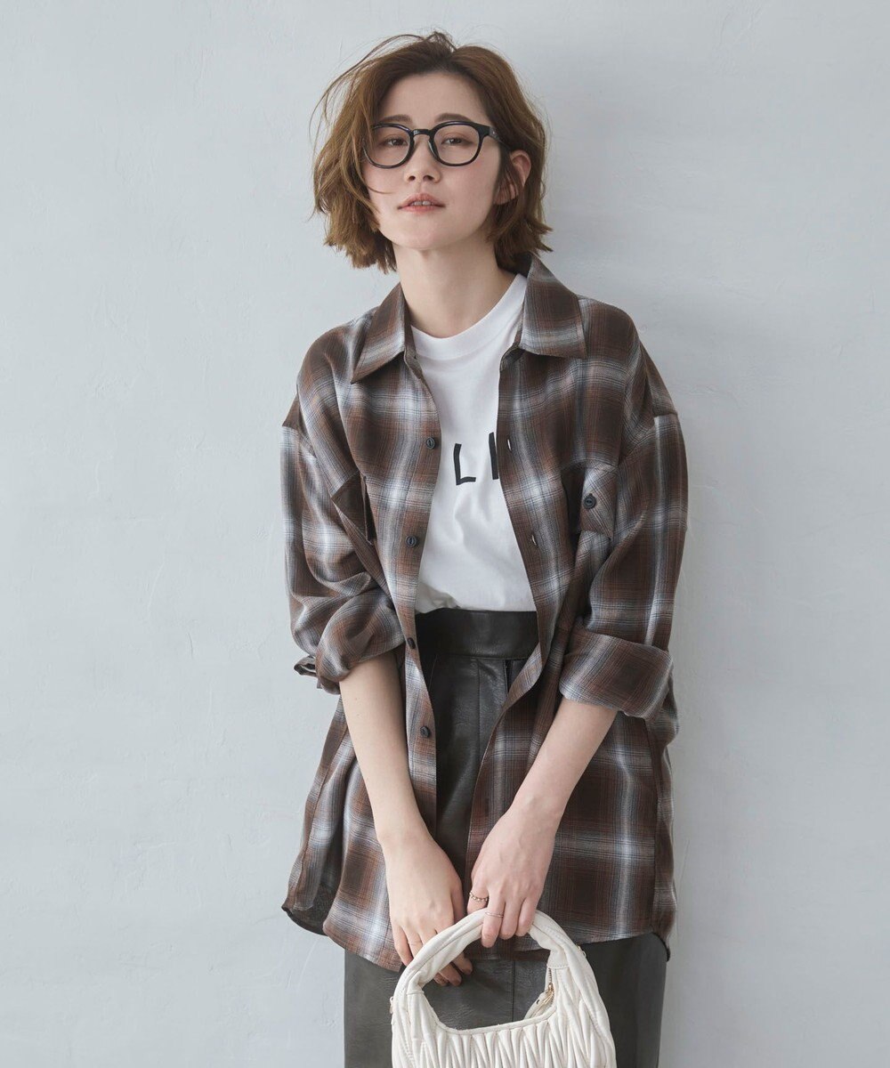 WEGO 【ユニセックス着用ITEM/SMLサイズ展開】オンブレチェックシャツ（LS） 