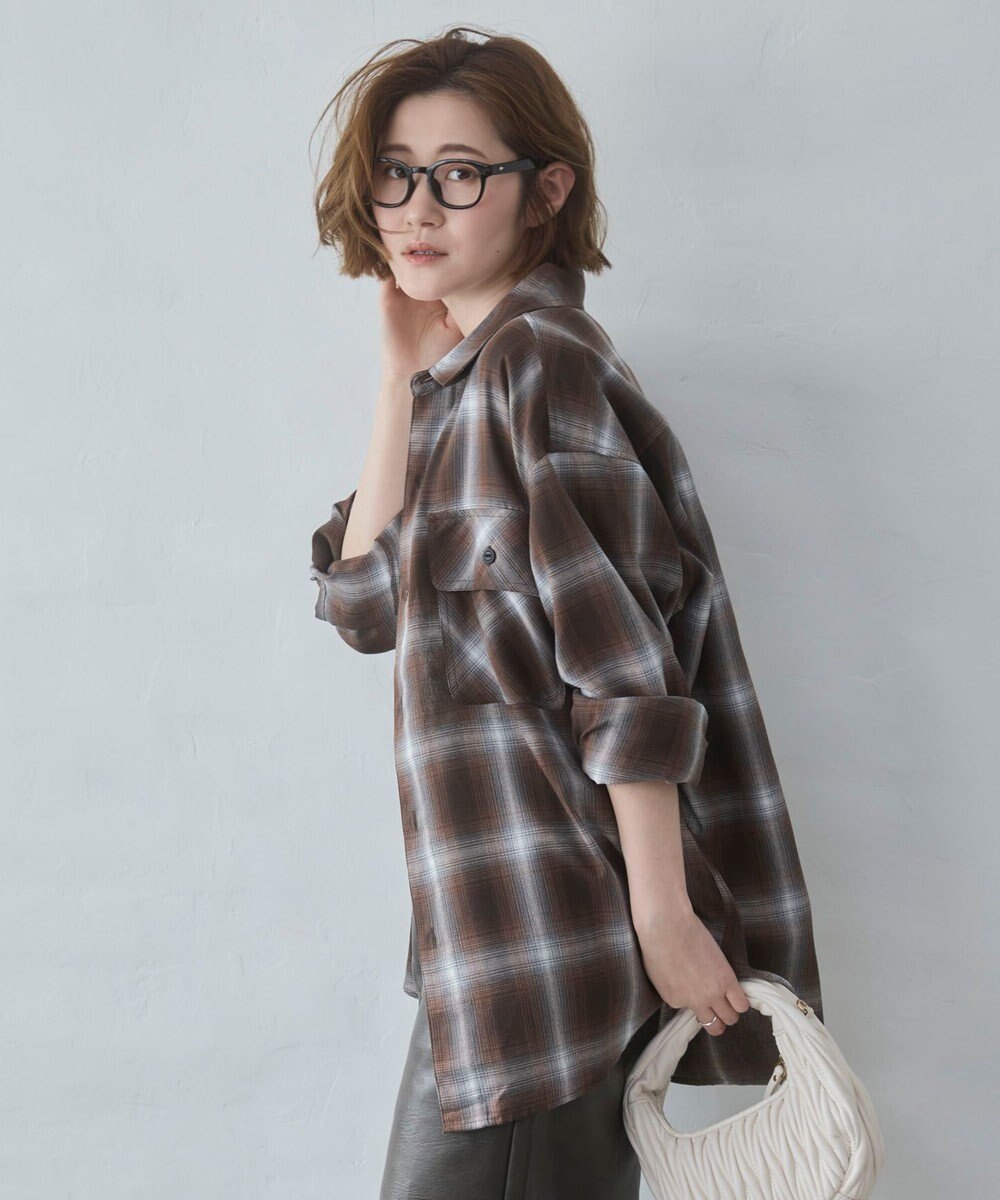 WEGO 【ユニセックス着用ITEM/SMLサイズ展開】オンブレチェックシャツ（LS） 