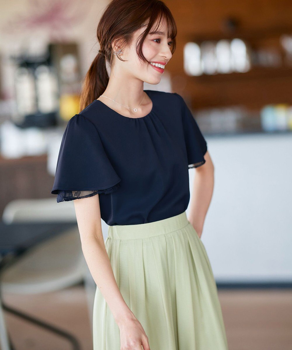 Tiaclasse 【洗える】袖レースレイヤードブラウス 