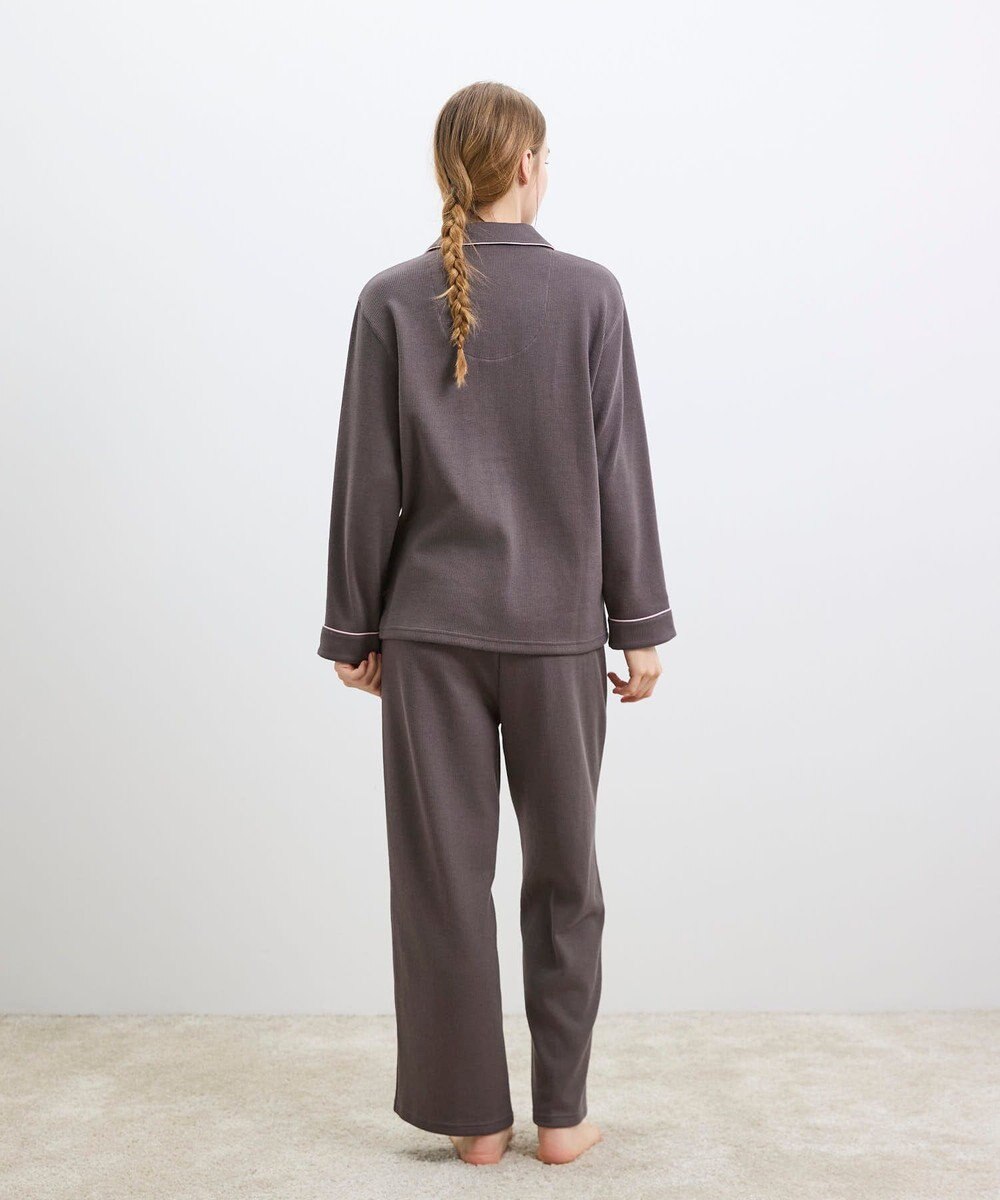 une nana cool 【綿混】ソフトコットンリブ 長袖開襟パジャマ MADE WITH LIBERTY FABRIC 