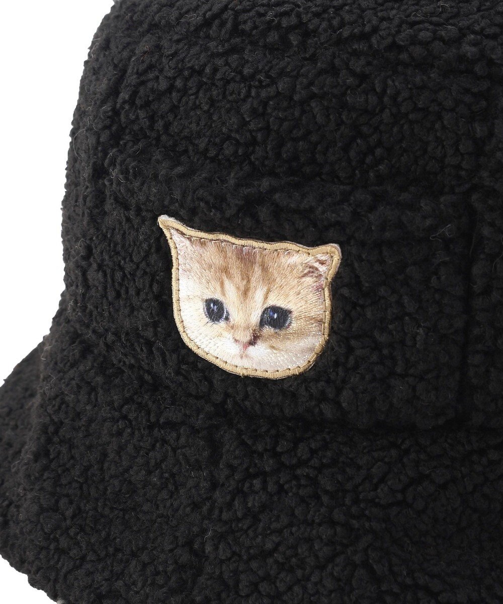 MOONBAT PAUL & JOE ACCESSOIRES 【サイズ調整可】バケットハット ボア ねこ刺繍ワッペン ヌネットモチーフ 