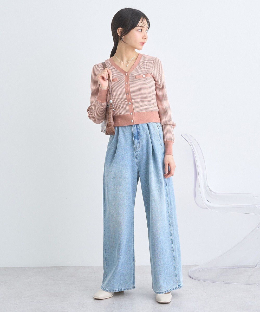 earth music&ecology マイクロボーダーＶネックコンパクトカーディガン 