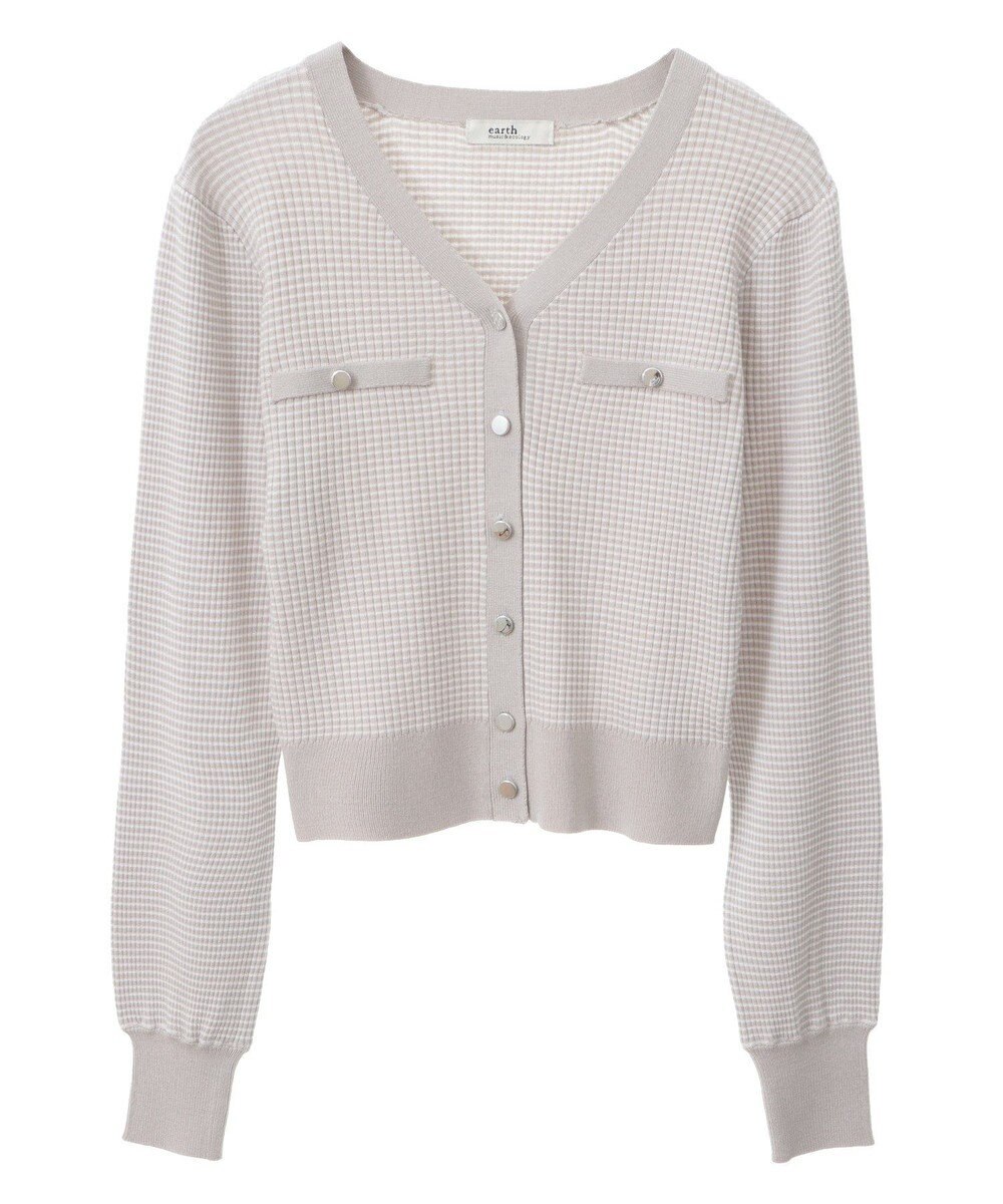 earth music&ecology マイクロボーダーＶネックコンパクトカーディガン 