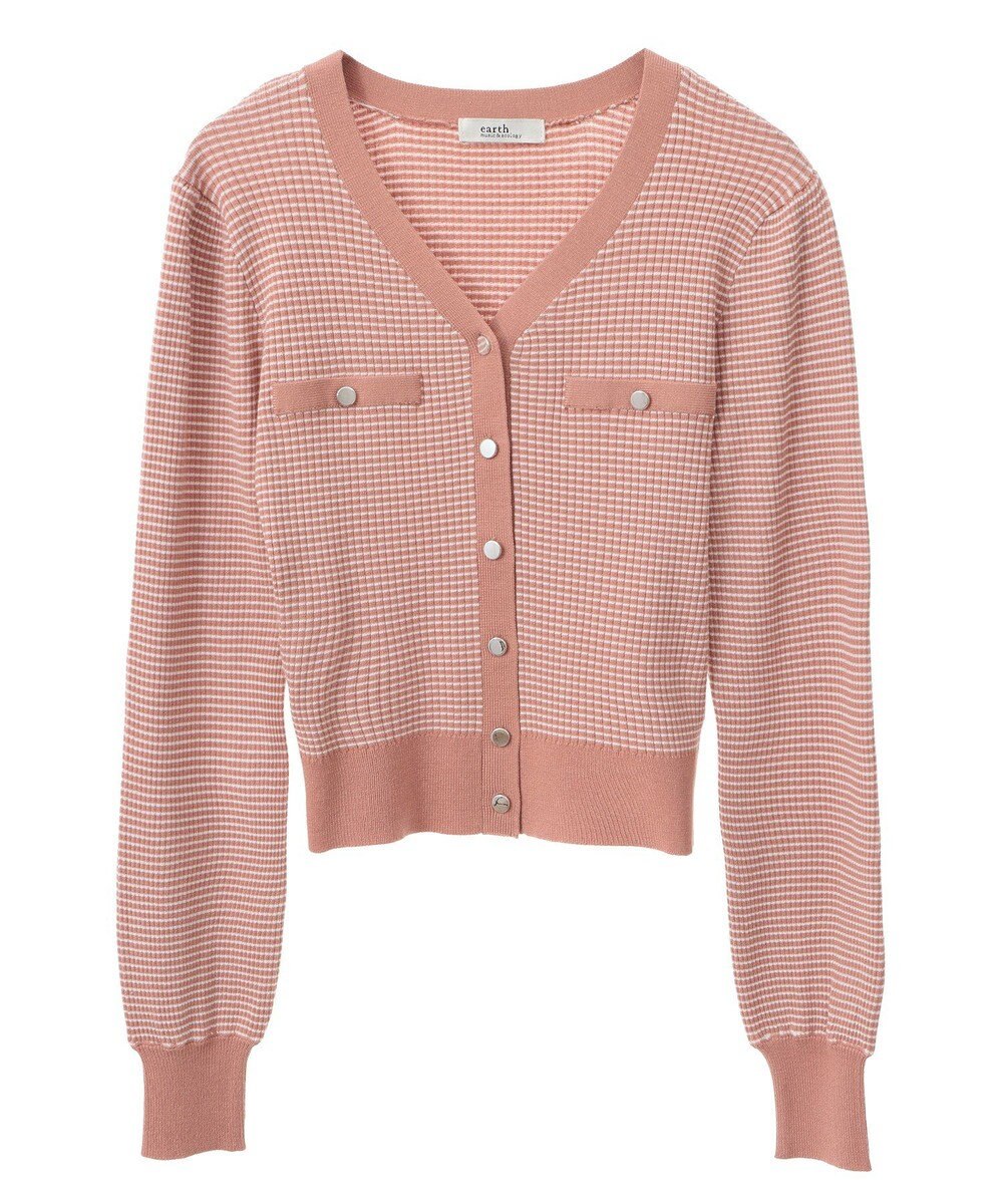 earth music&ecology マイクロボーダーＶネックコンパクトカーディガン 