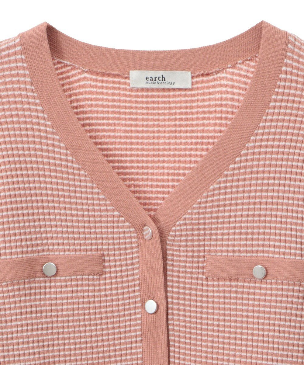 earth music&ecology マイクロボーダーＶネックコンパクトカーディガン 