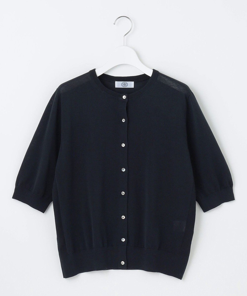 J.PRESS LADIES 【洗える・抗菌防臭】コットンアセテート クルーネック カーディガン 