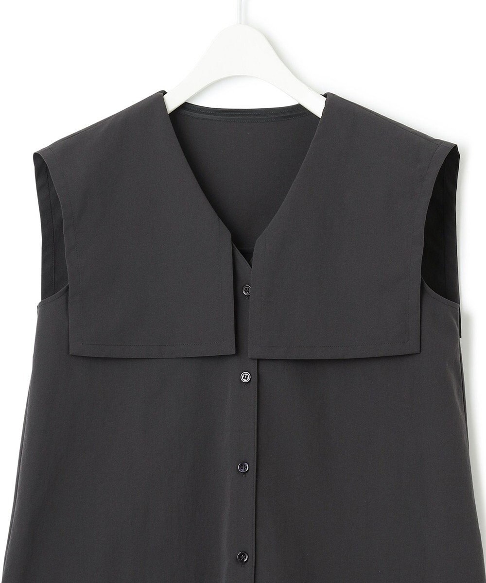 ICB L 【洗える】ヴィンテージスパンブロード ビックカラーブラウス 