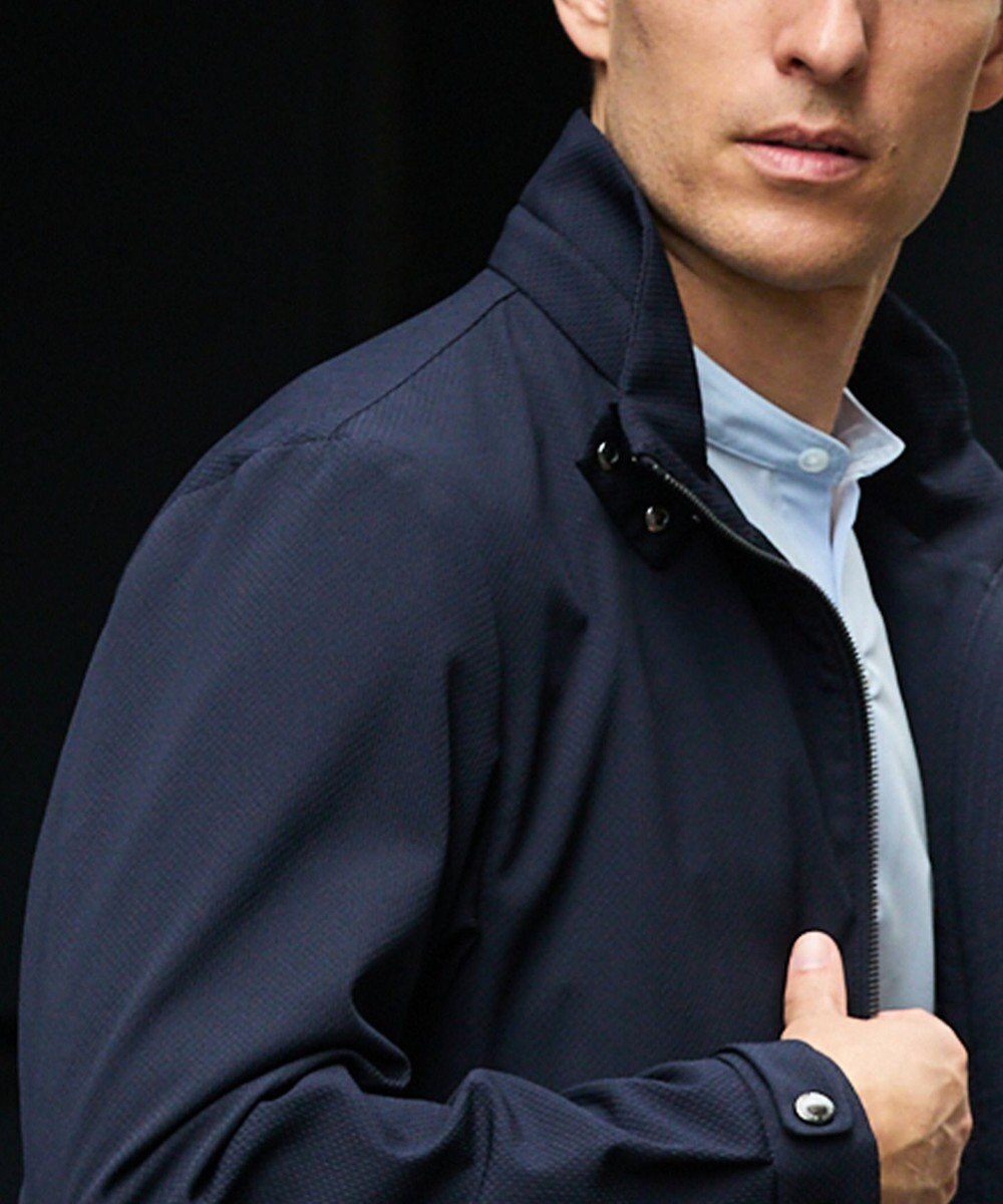 GOTAIRIKU 仕事で着られる【シワになりにくい/洗える/ストレッチ/吸水速乾】バブルテック フーデッドブルゾン 