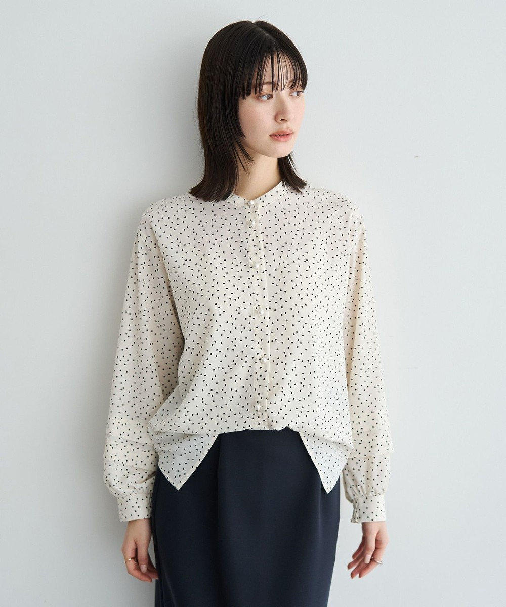 YECCA VECCA 2way裾アレンジパール釦ブラウス 