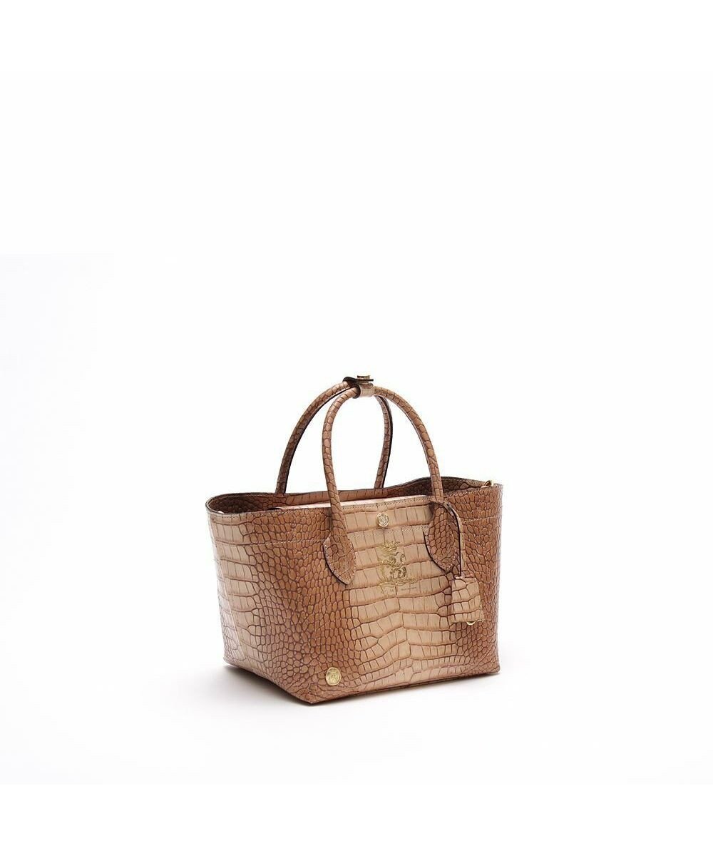 A.D.M.J. 【牛革】クロコ型押しキューブトート21cm(ショルダーストラップ付) 