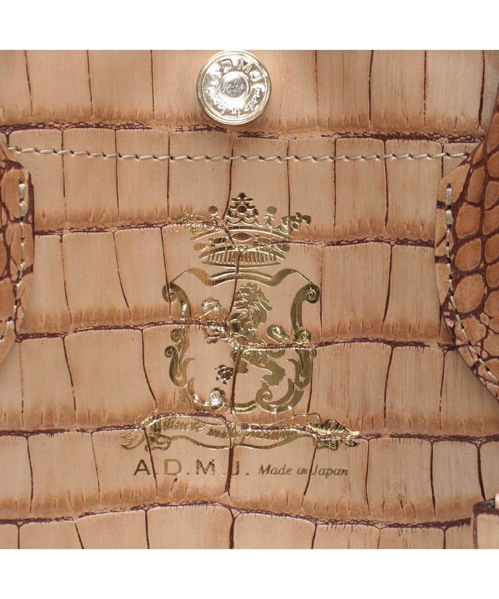 A.D.M.J. 【牛革】クロコ型押しキューブトート21cm(ショルダーストラップ付) 