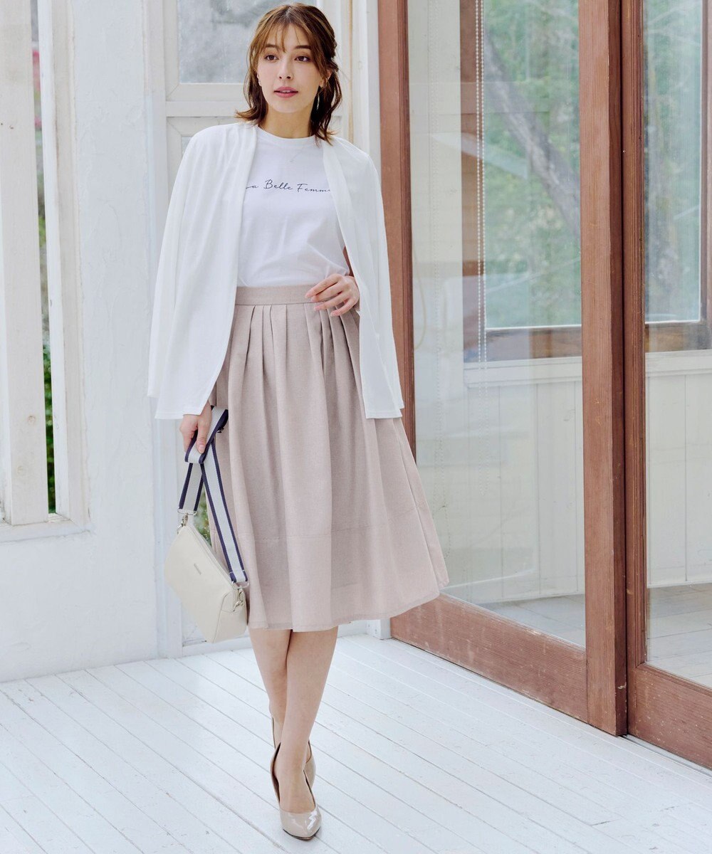 Tiaclasse 【選べる丈】麻調タックフレアスカート 