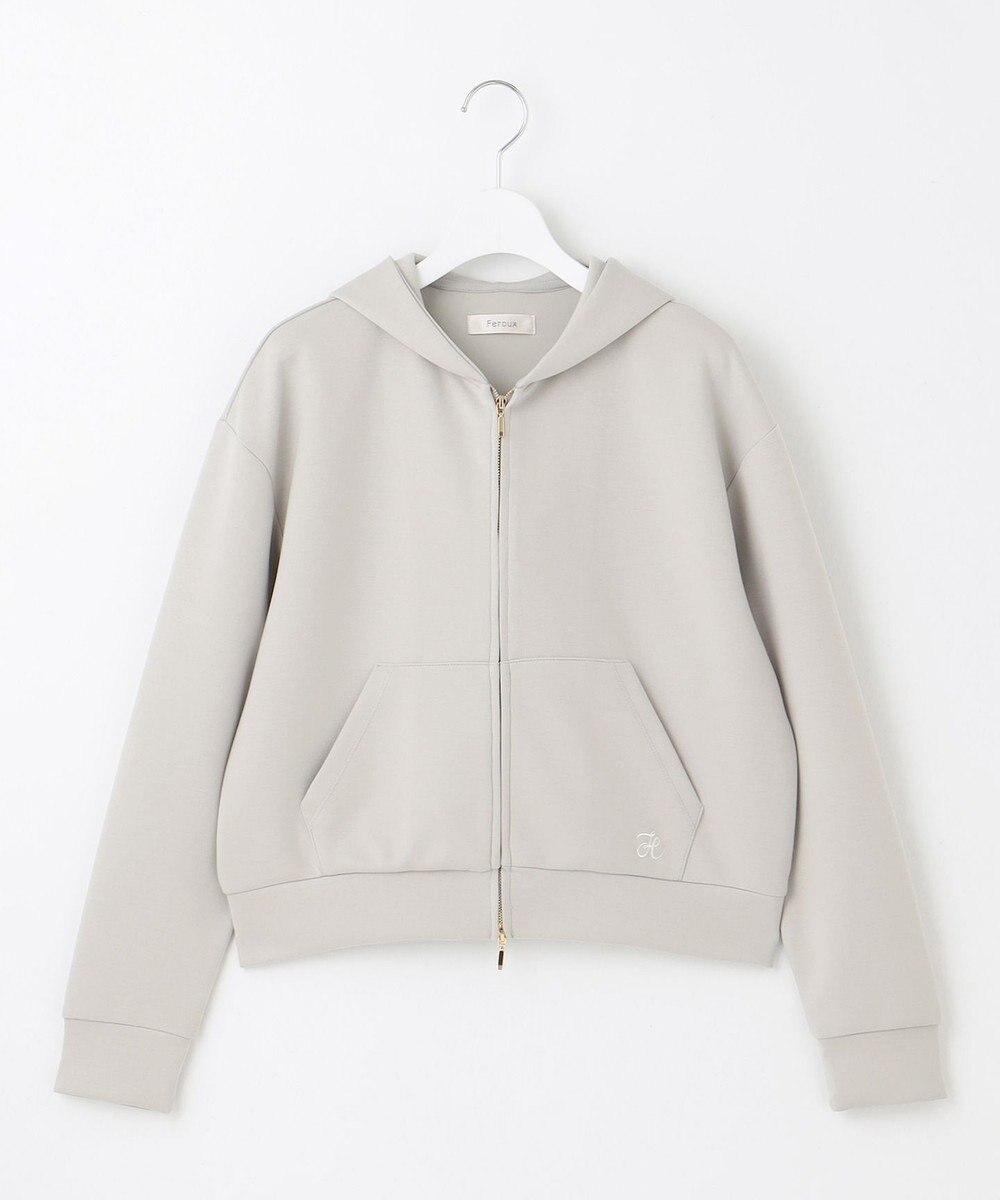 Feroux 【洗える】ダブルジップダンボールロゴ パーカー 