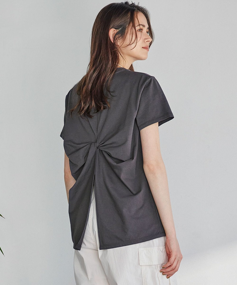 23区 【SLOW/一部店舗限定】MVSコットン バックデザイン Tシャツ グレー系