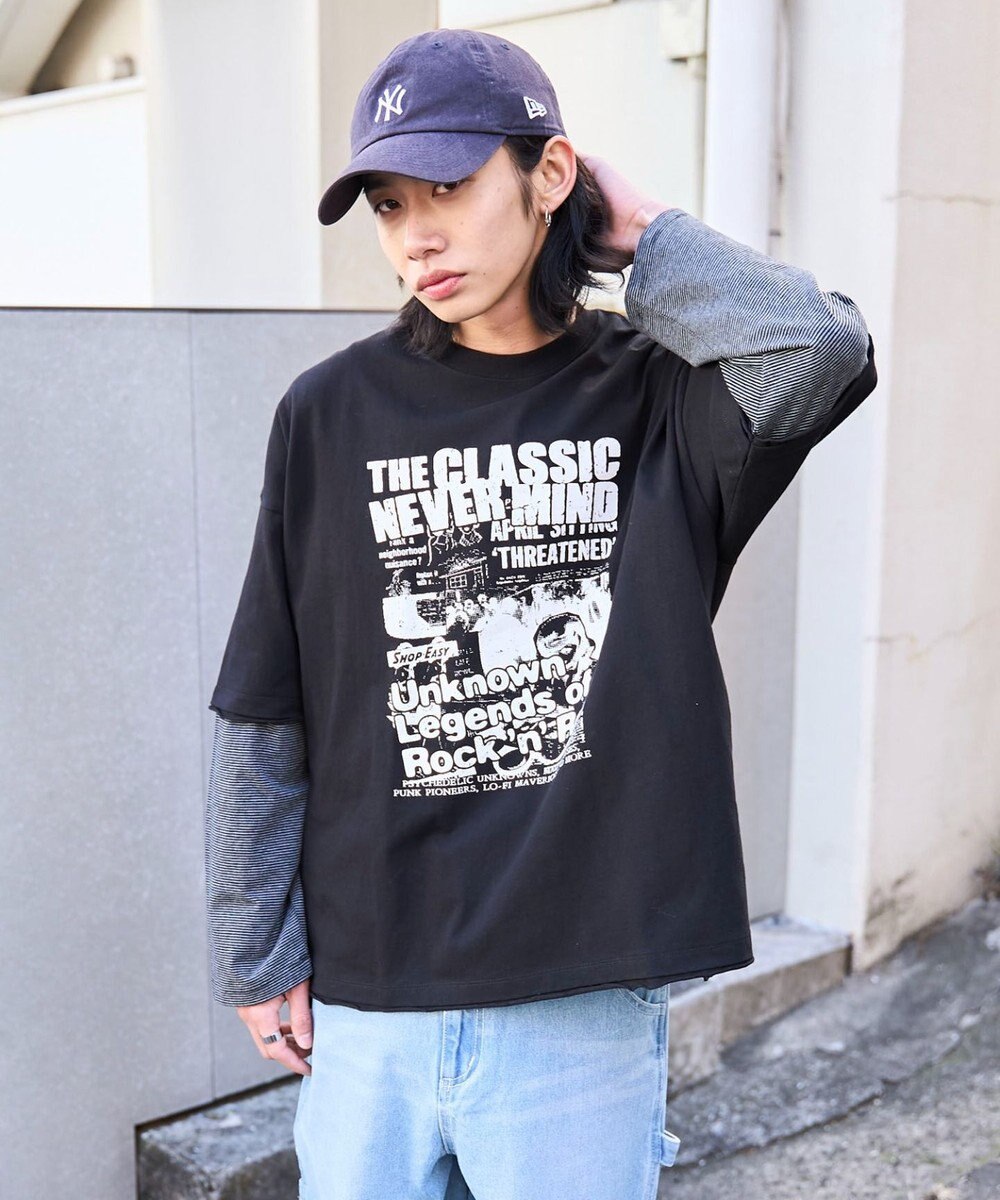 WEGO フェイクレイヤードグラフィックT（LS） 