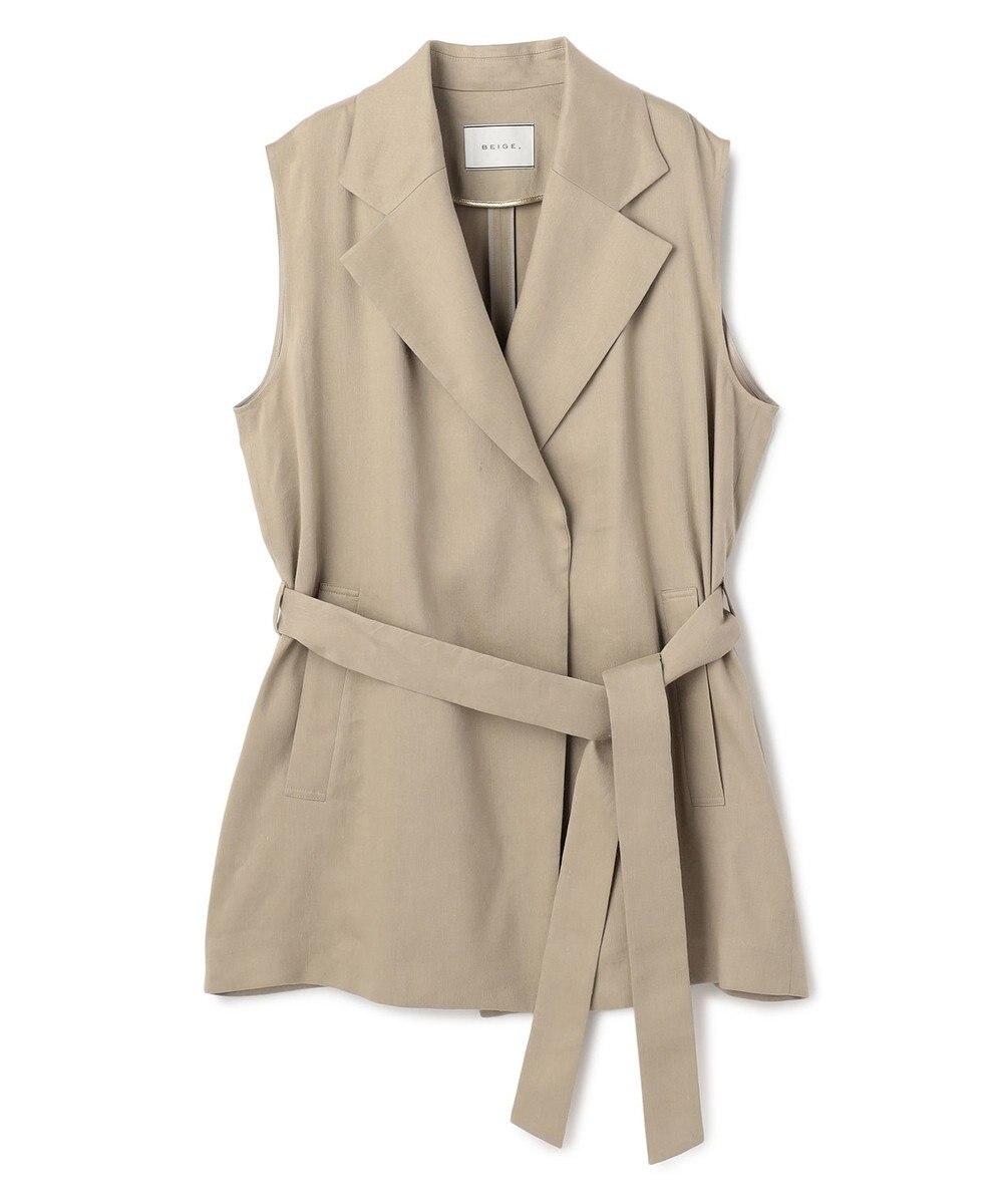 BEIGE， MICA /  リネンブレンドベルト付きジレ 