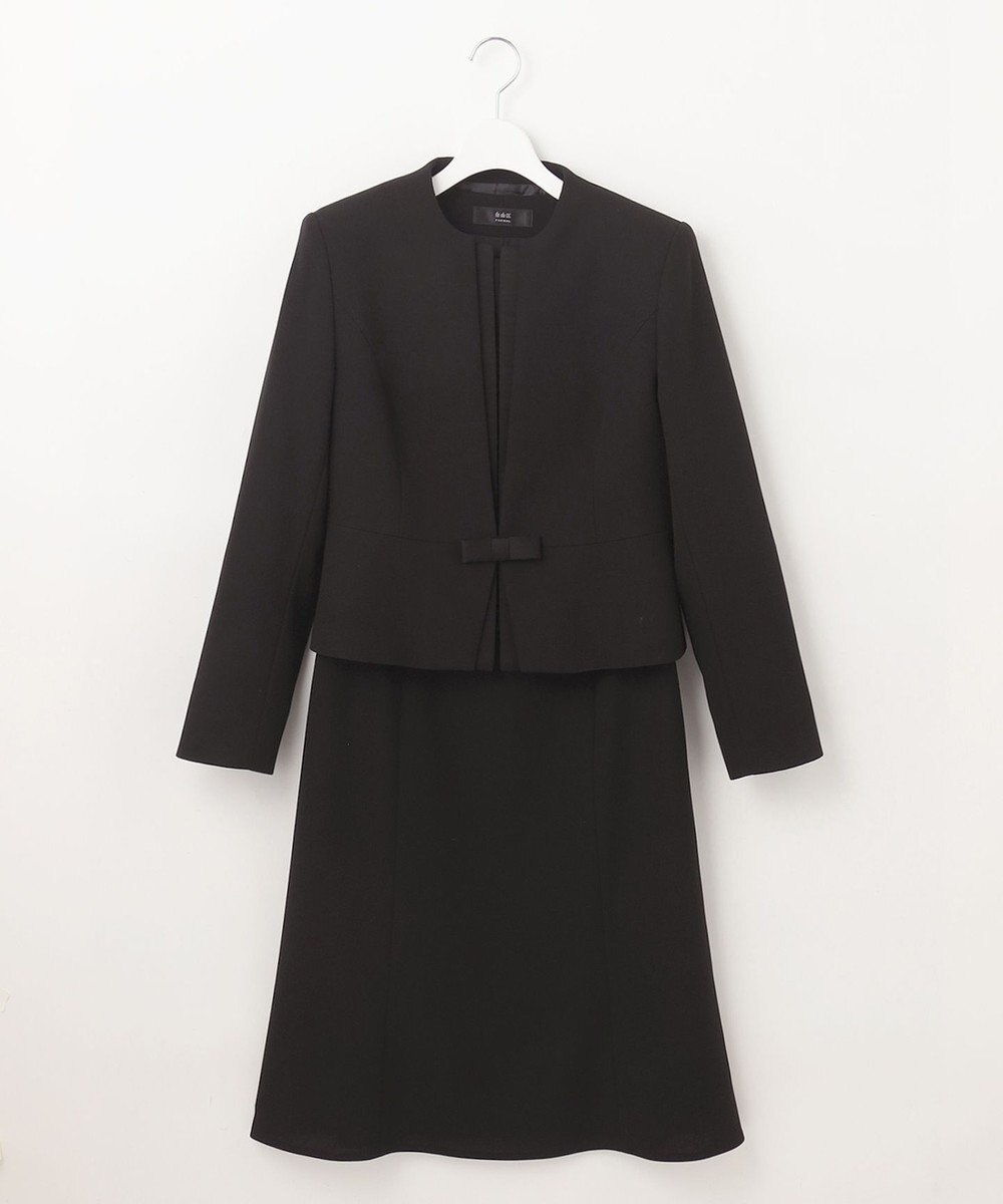 自由区 FORMAL 【ウォッシャブル対応】ドビーボーダーリボン ジャケット+ワンピース 